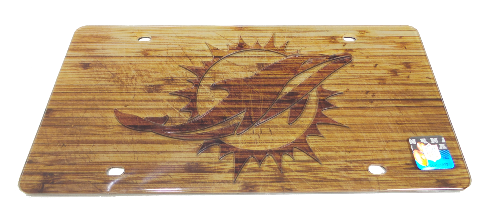 Miami Dolphins Front License Plate Tag - Wood - CanesWear at Miami FanWear Automobile Accessories Stockdale CanesWear at Miami FanWear