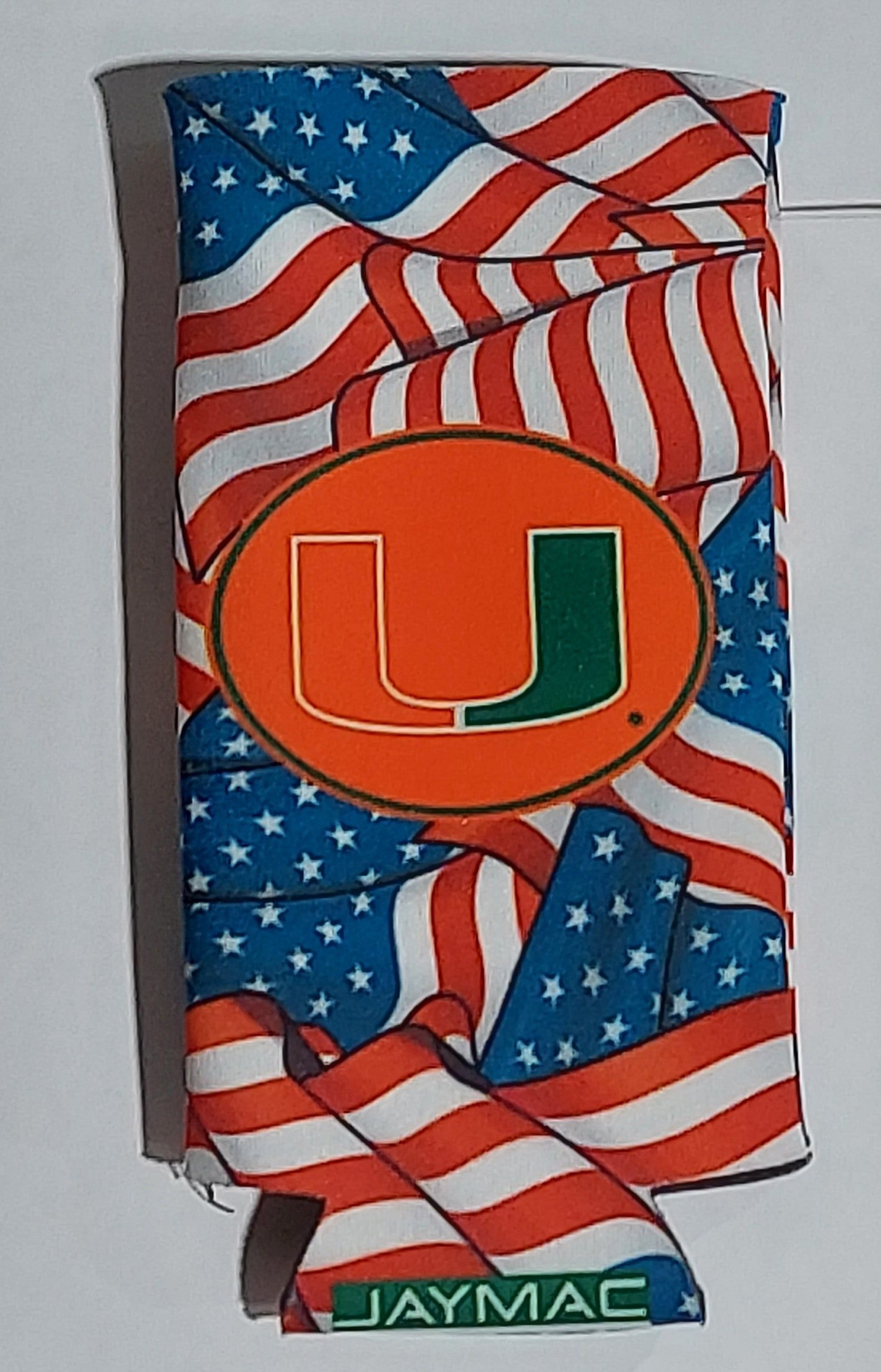 Miami Hurricanes Slim Can Koozie - Patriotic