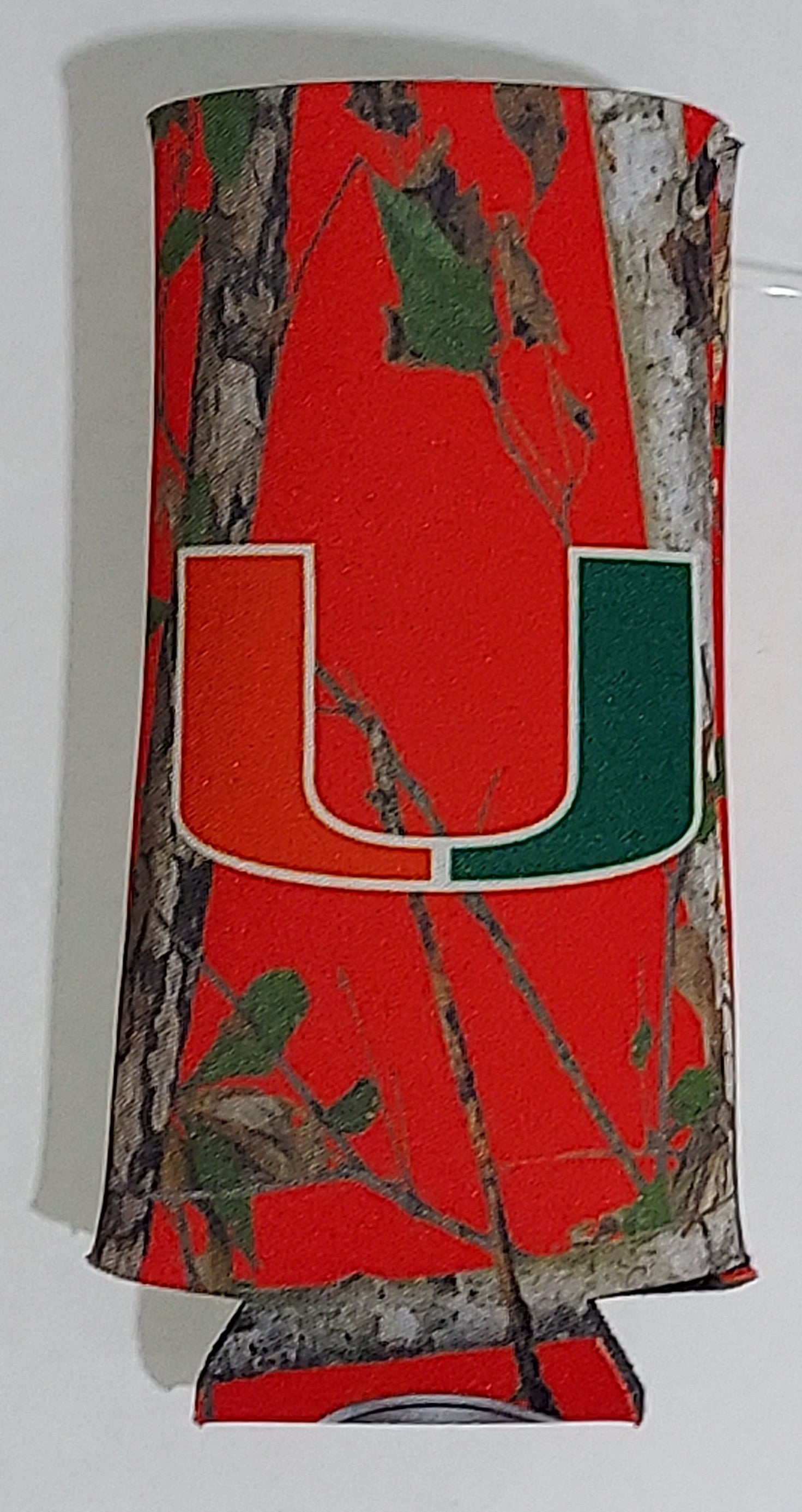 Miami Hurricanes Slim Can Koozie - Orange Camo