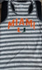 Miami Hurricanes Blue 84 'Ari' U Striped Racerback Tank - Grey/White