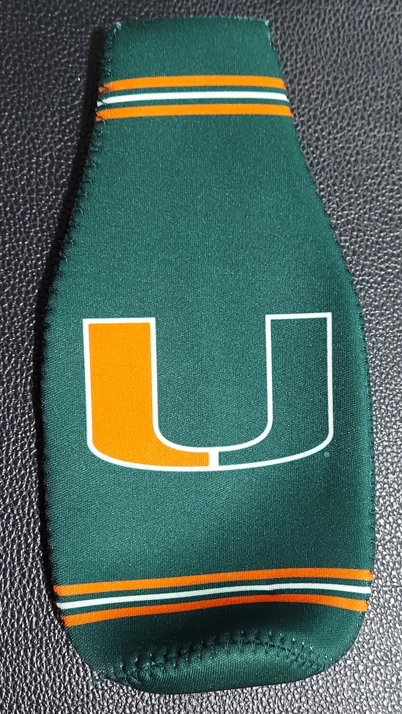 Miami Hurricanes Zippered Bottle Koozie - Green w/Stripes