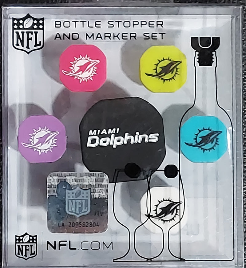 Miami Dolphins Bottle Stopper and Marker Set - 7 pc
