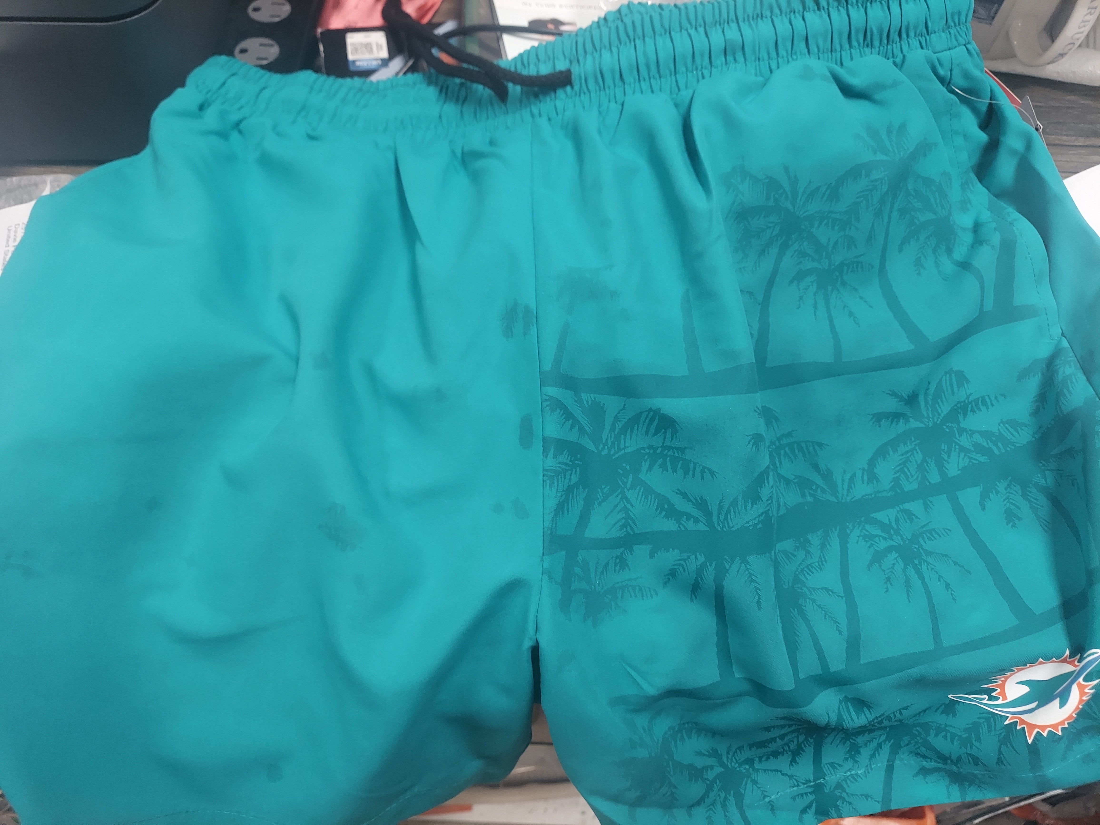 Miami Dolphins FOCO Magic Print Palm Traditional Swim Shorts - Aqua