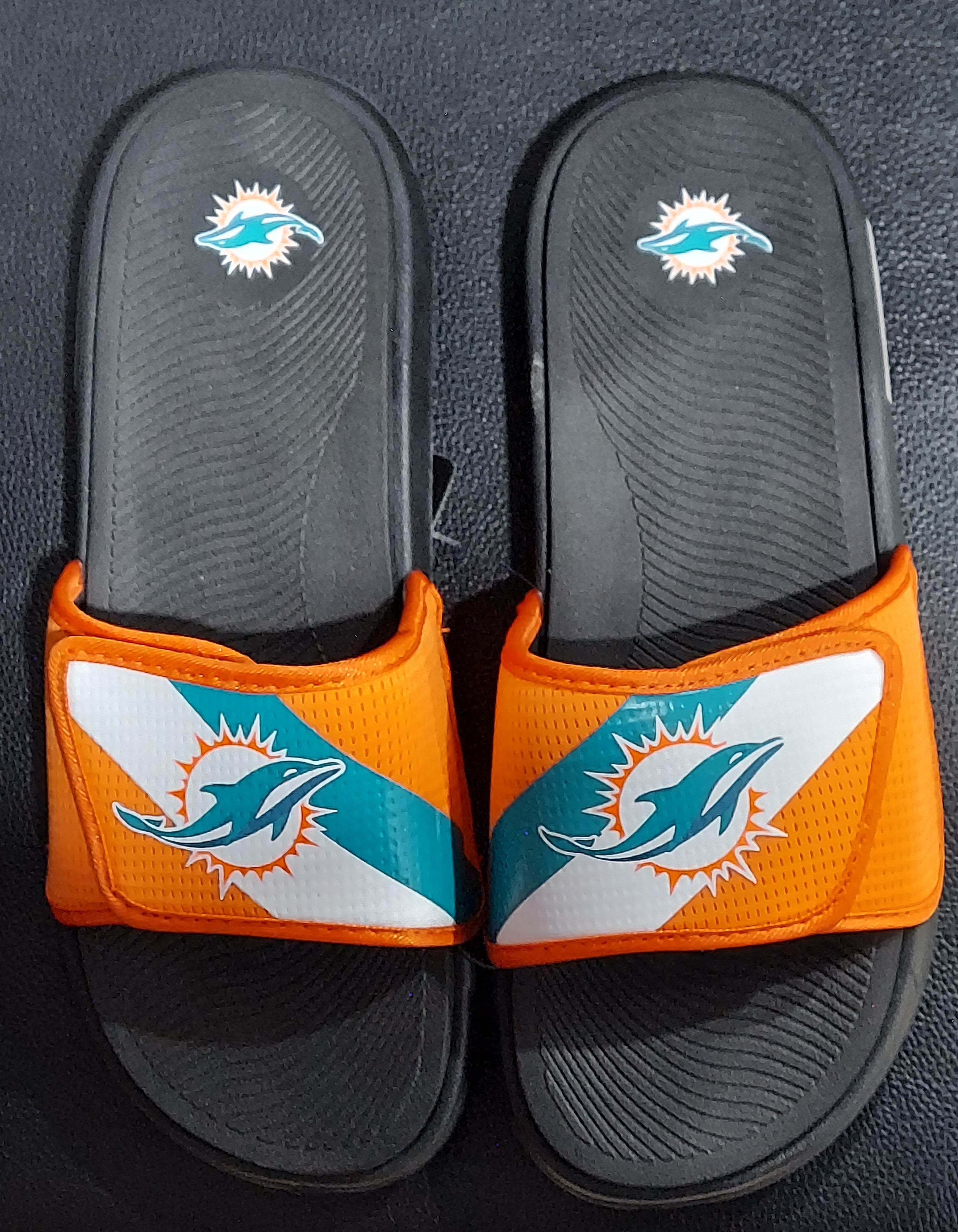 Miami Dolphins Mesh Stripe Slide Sandals