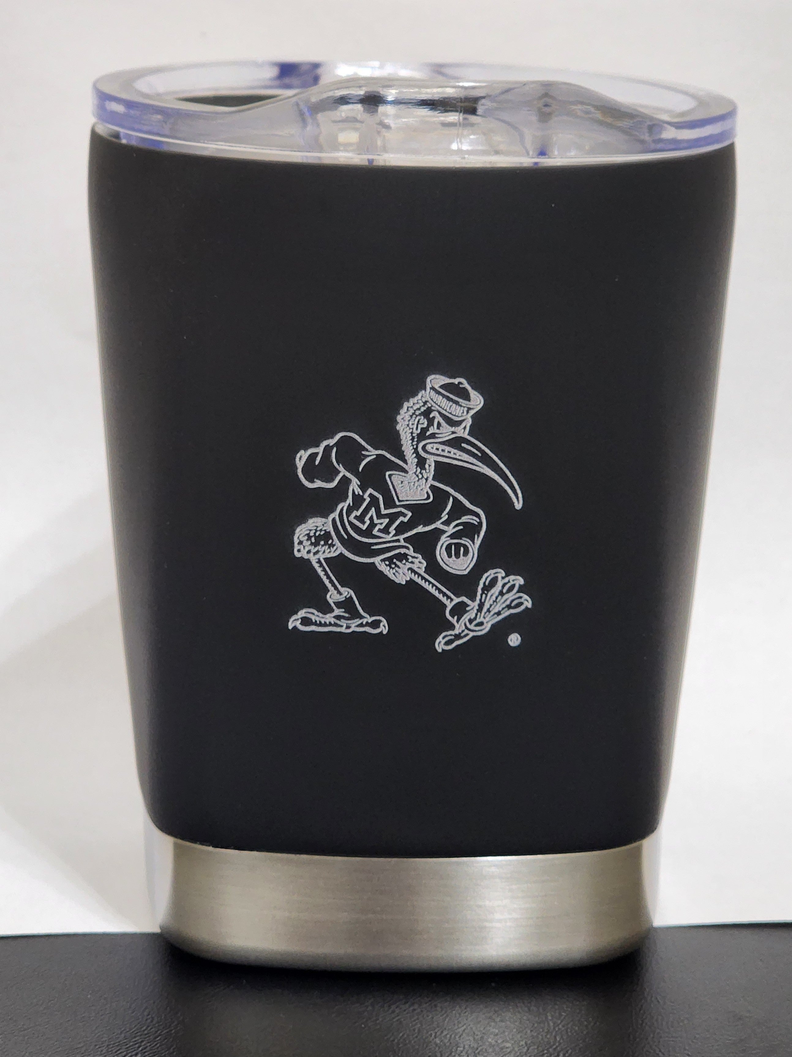 Miami Hurricanes Stainless Steel High Ball Rocks Sebastian Sketch 12 oz Tumbler - Black