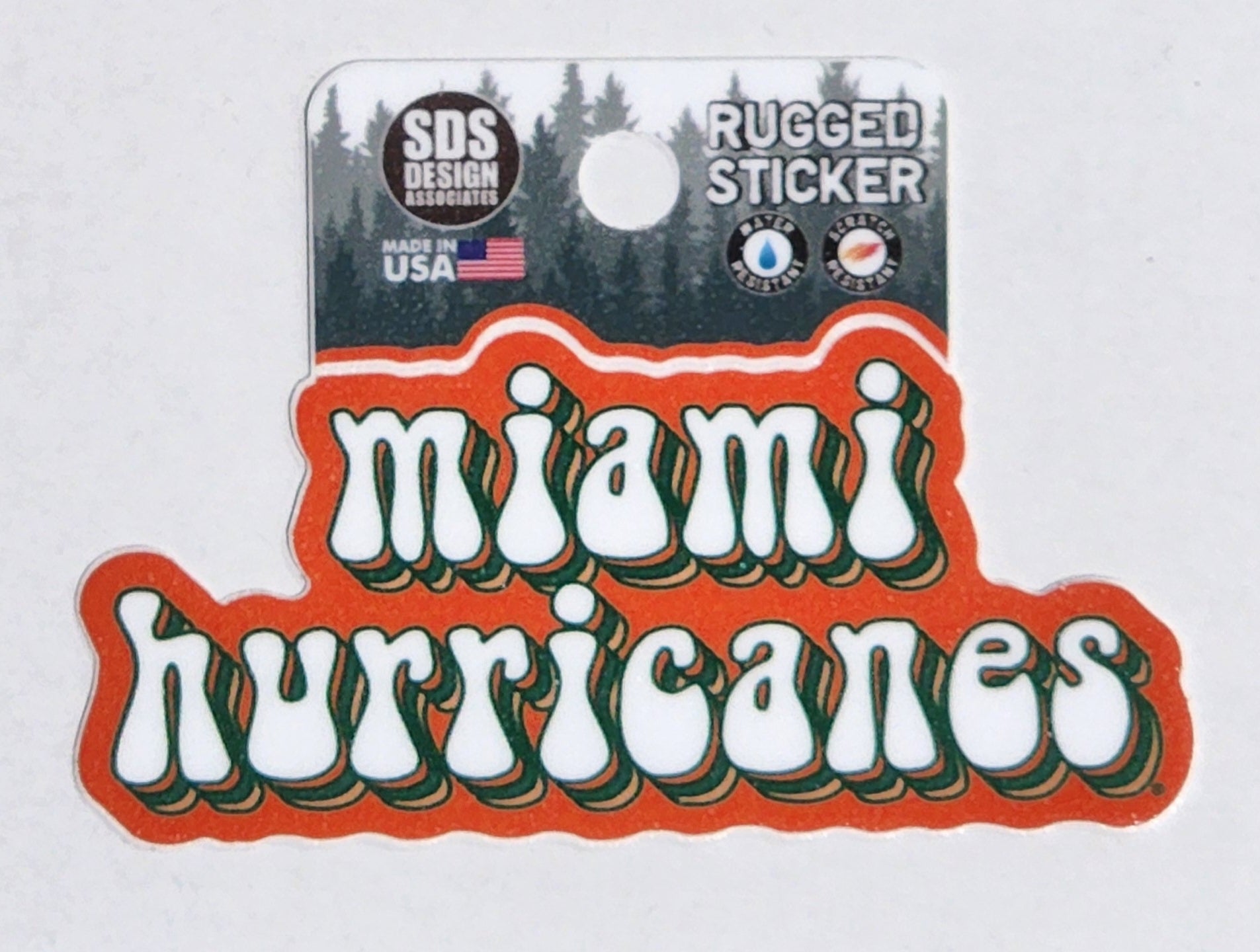 Miami Hurricanes 3" Stacked Bubble Text Rugged Sticker