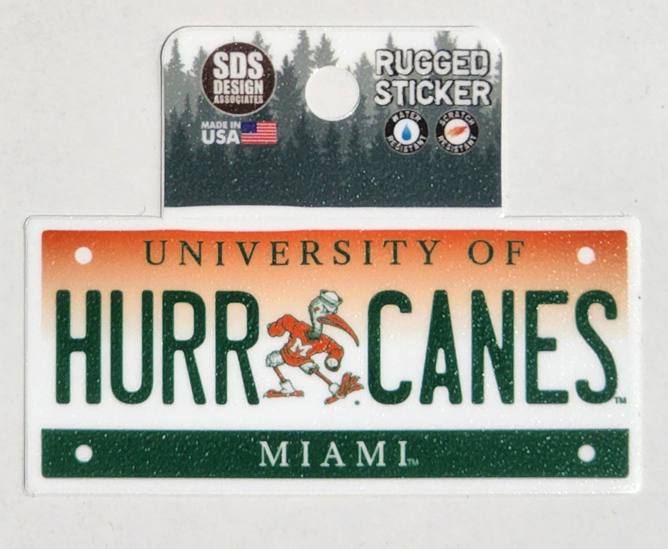 Miami Hurricanes 3" License Plate Rugged Sticker