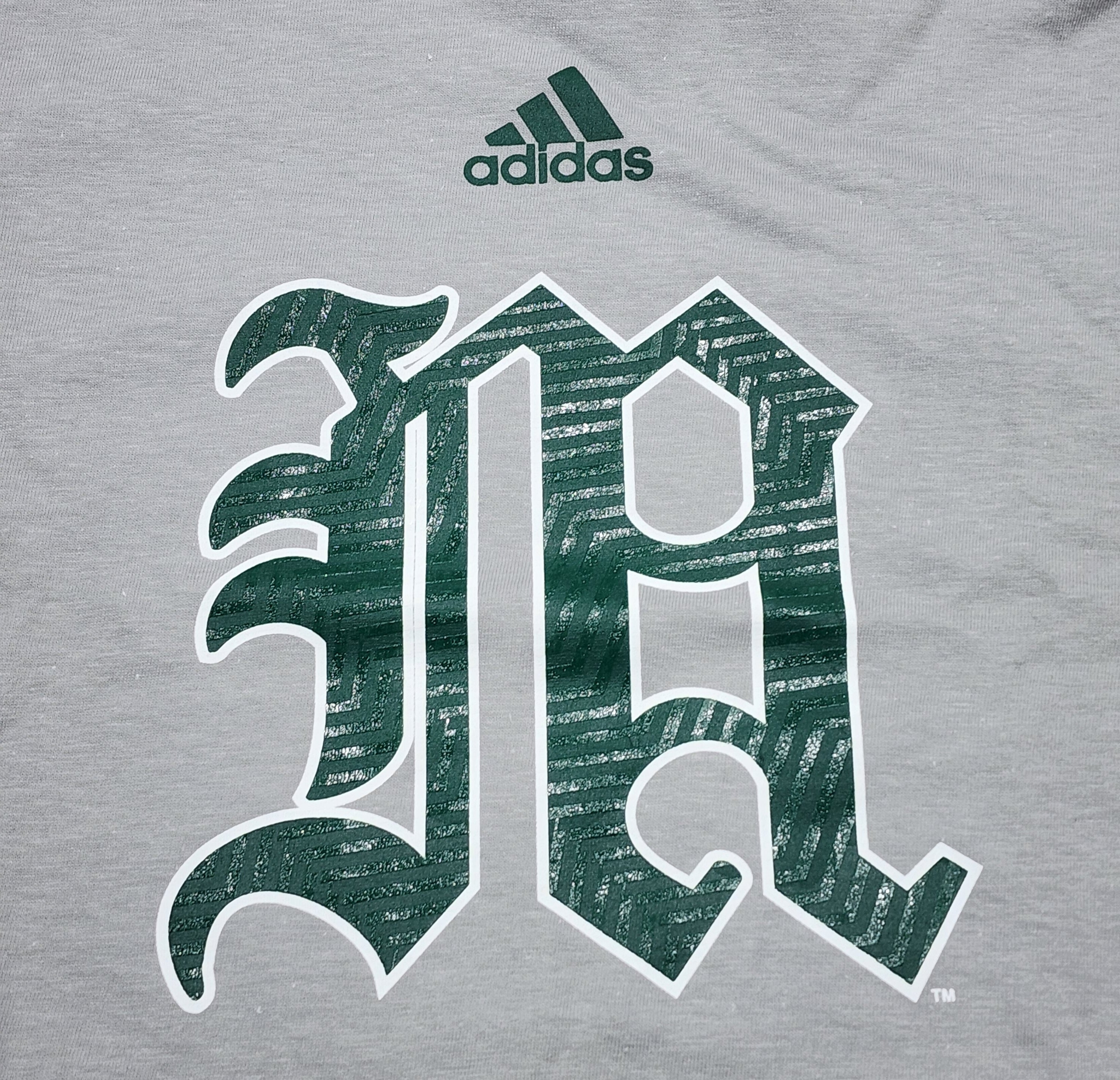 Miami Hurricanes adidas Green Old English M Fresh T-Shirt - Grey