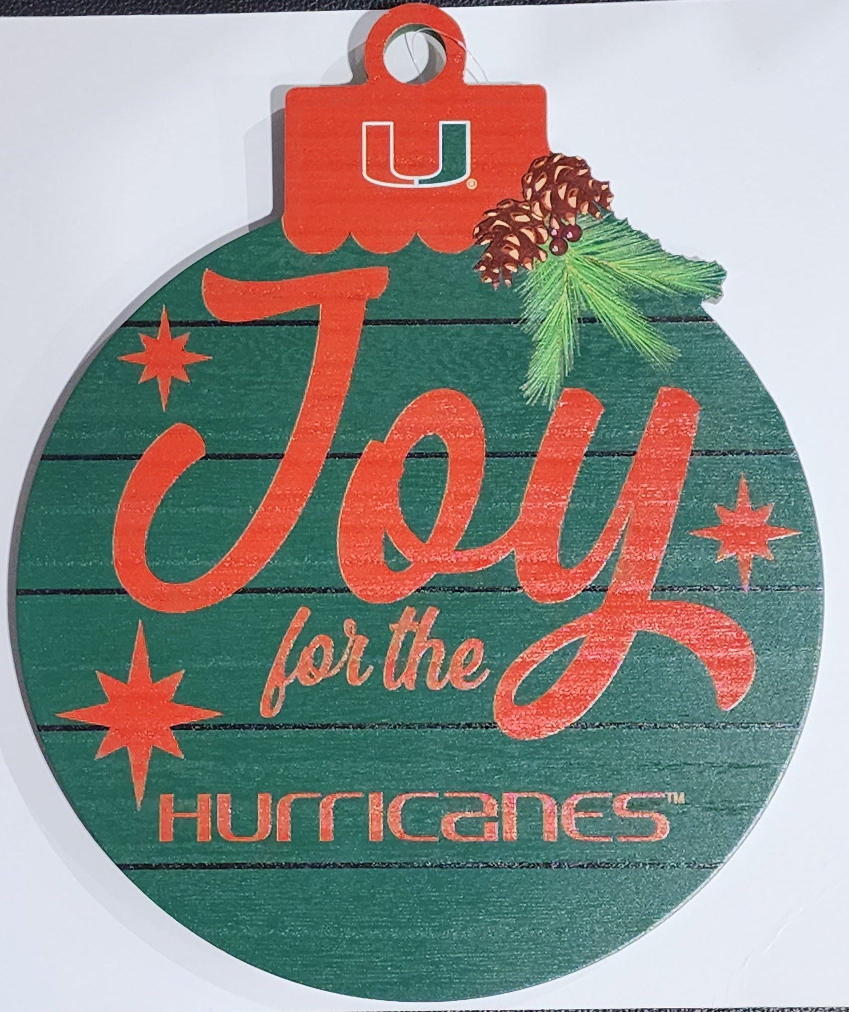 Miami Hurricanes Joy Ornament Wooden Sing - 11.5" x 9.5"