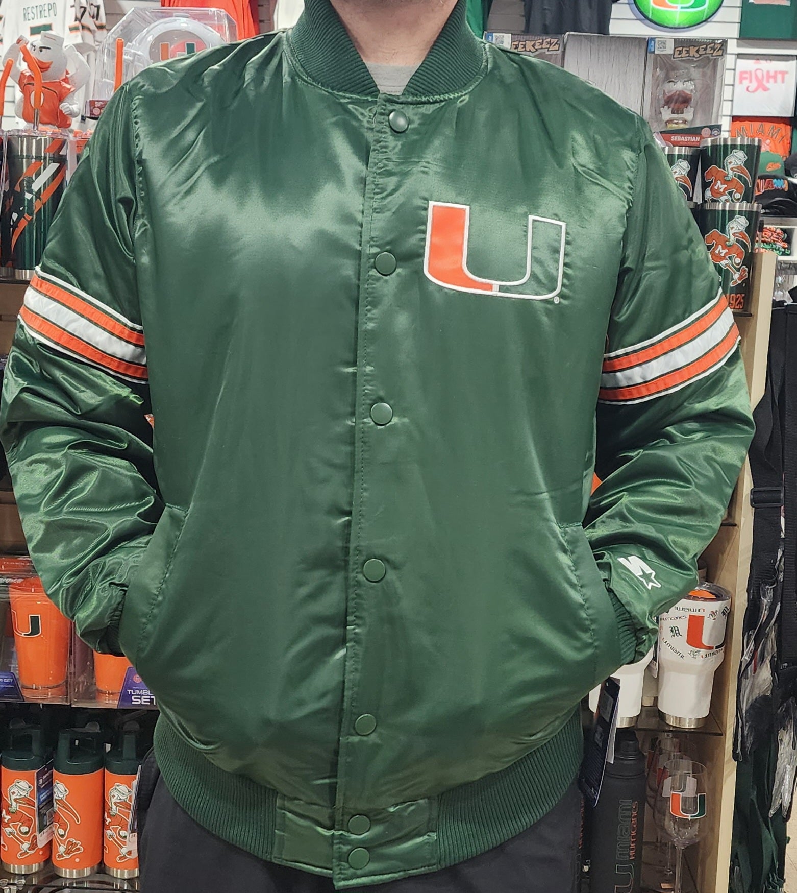 Miami Hurricanes UMiami Starter Jacket- Vintage Green