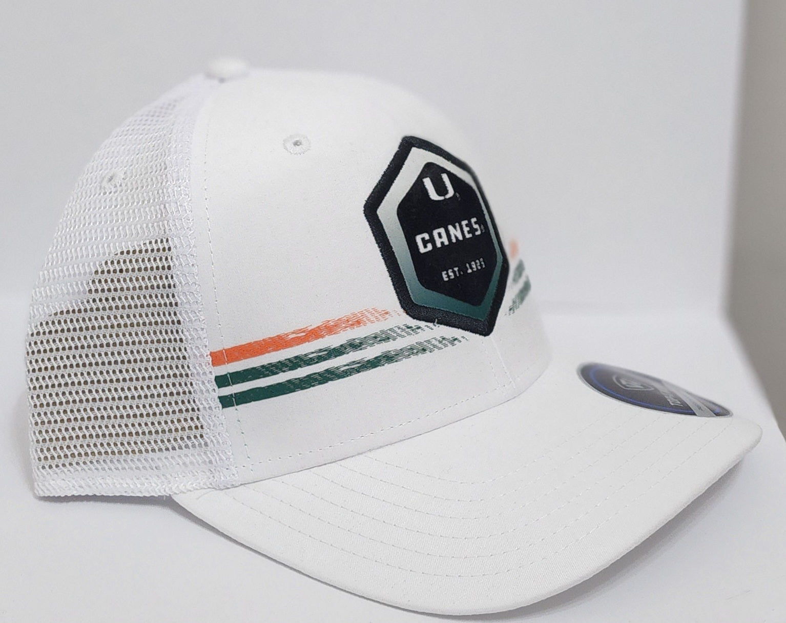 Miami Hurricanes Top of the World Felt Patch Trucker Hat - White