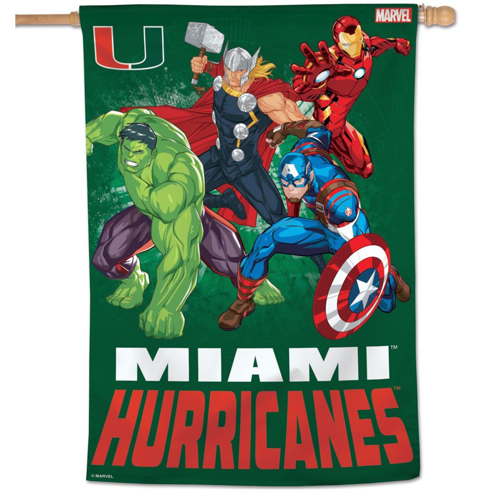 Miami Hurricanes Marvel Vertical Flag 28" x 40"
