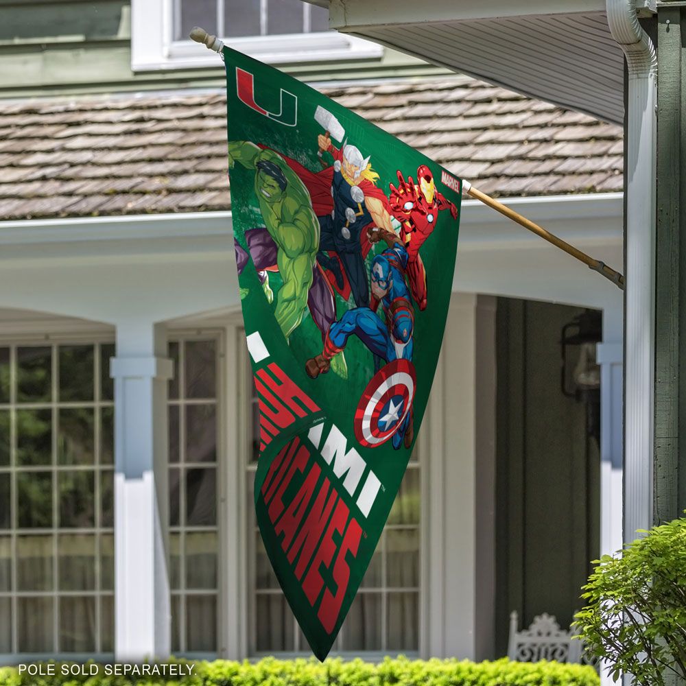 Miami Hurricanes Marvel Vertical Flag 28" x 40"