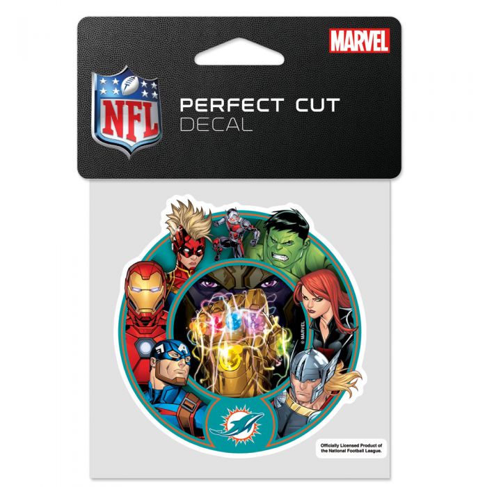 Miami Dolphins Marvel Perfect Cut Color Decal 4" x 4"