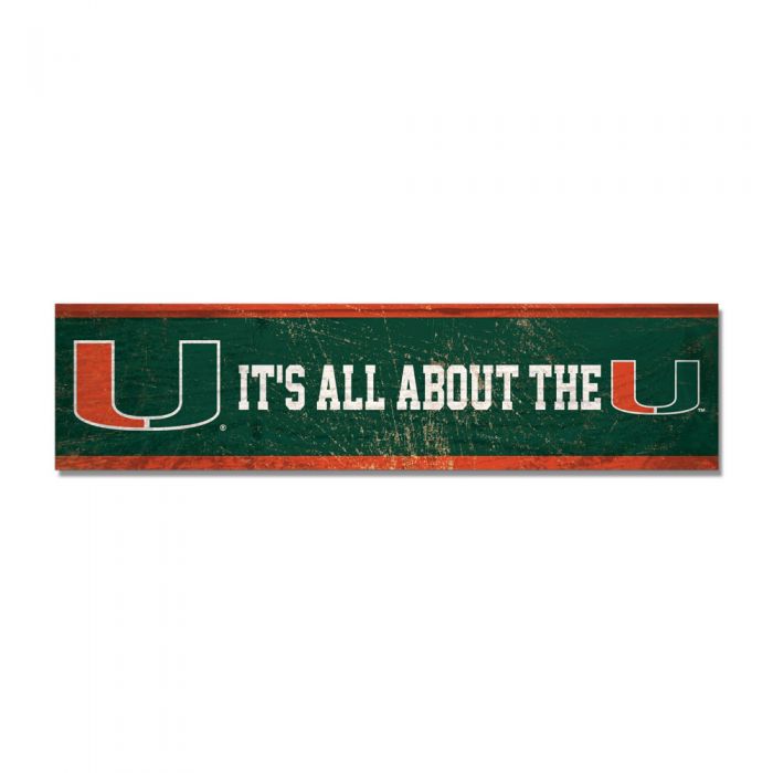 Miami Hurricanes Locker Slogan Wooden Magnet - 1.5" x 6"