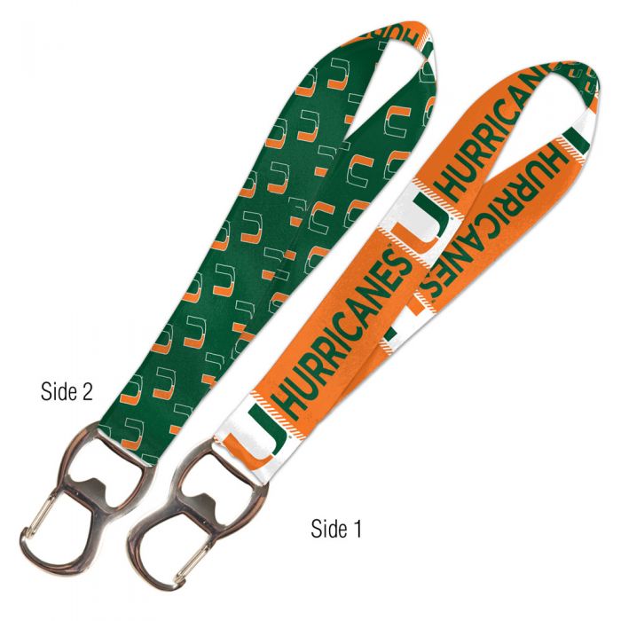 Miami Hurricanes Double Sided Lanyard Key Strap Bottle Opener - 1"