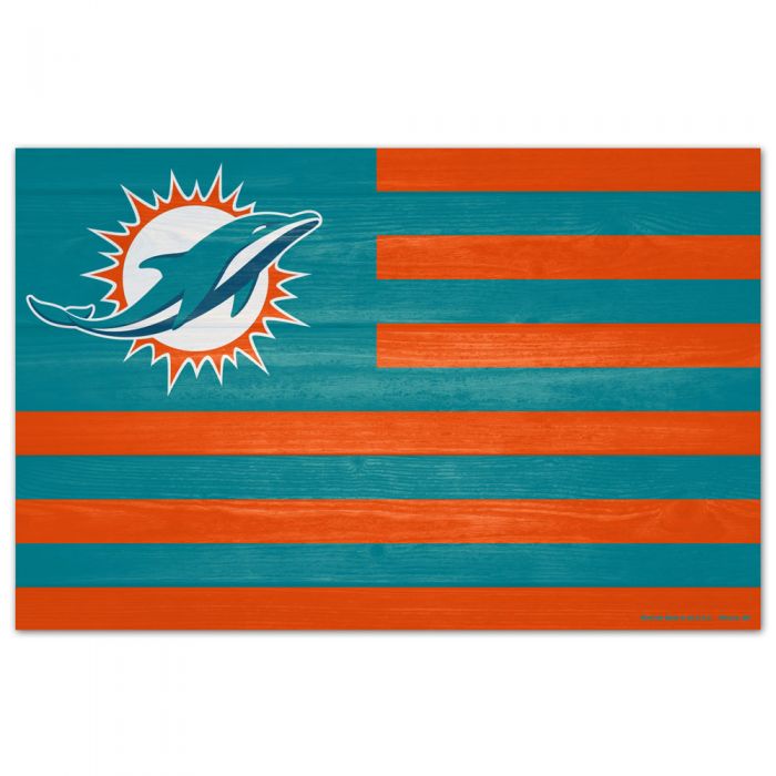 Miami Dolphins Distressed Flag Wooden Sign - 11" x 17"