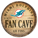 Miami Dolphins Barrel Top Round Wood Sign - 14"