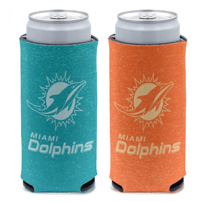 Miami Dolphins Aqua/Orange Heathered 2-Sided Slim Can Koozie - 12 Ounce