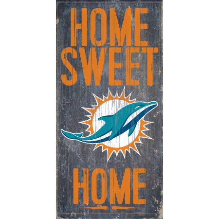 Miami Dolphins Home Sweet Home 6 x 12 Wood Sign