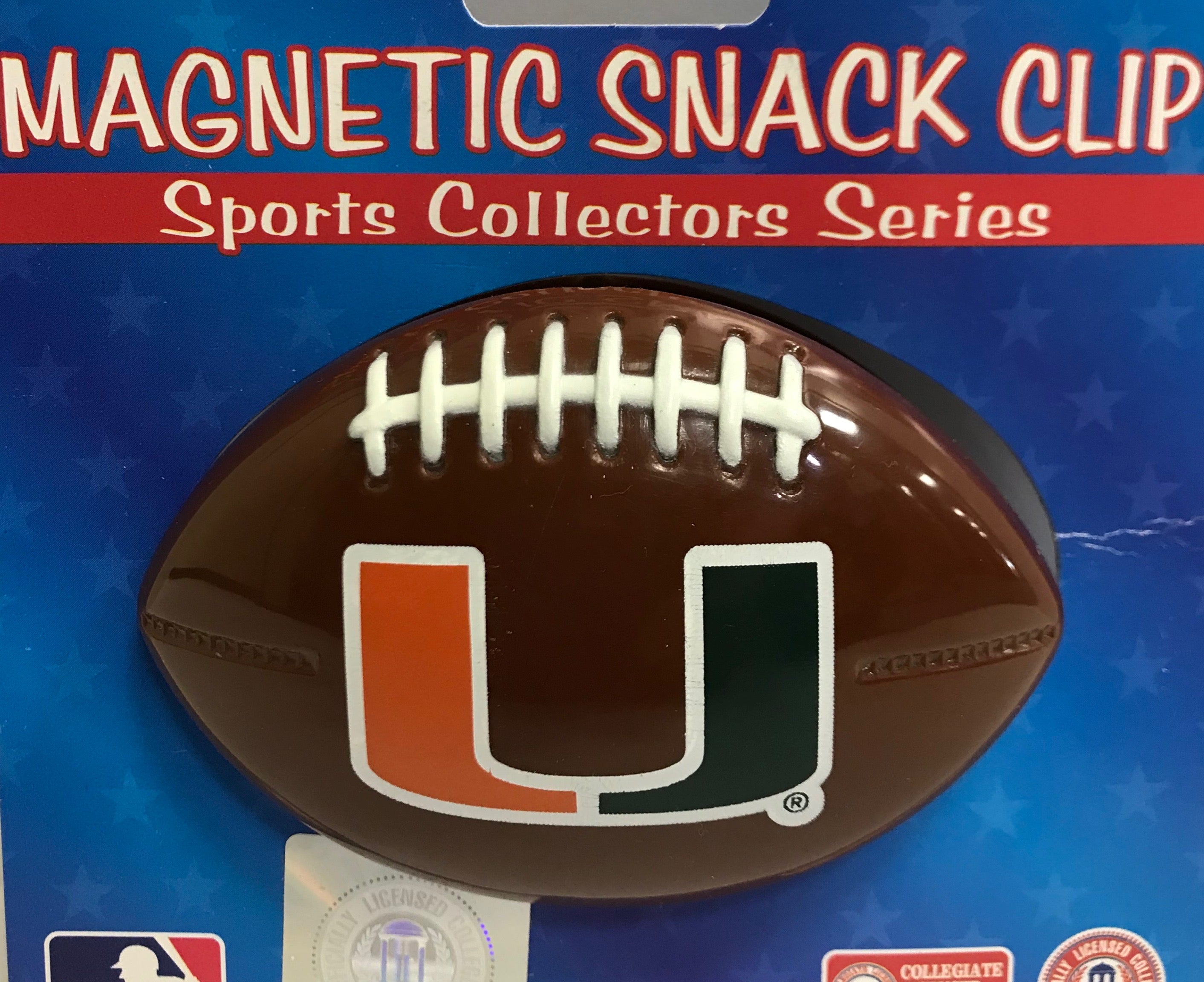 Miami Hurricanes Magnetic Football Snack Clip