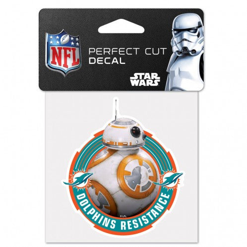 Miami Dolphins Star Wars Resistance Die Cut Decal- BB-8 -  4x4