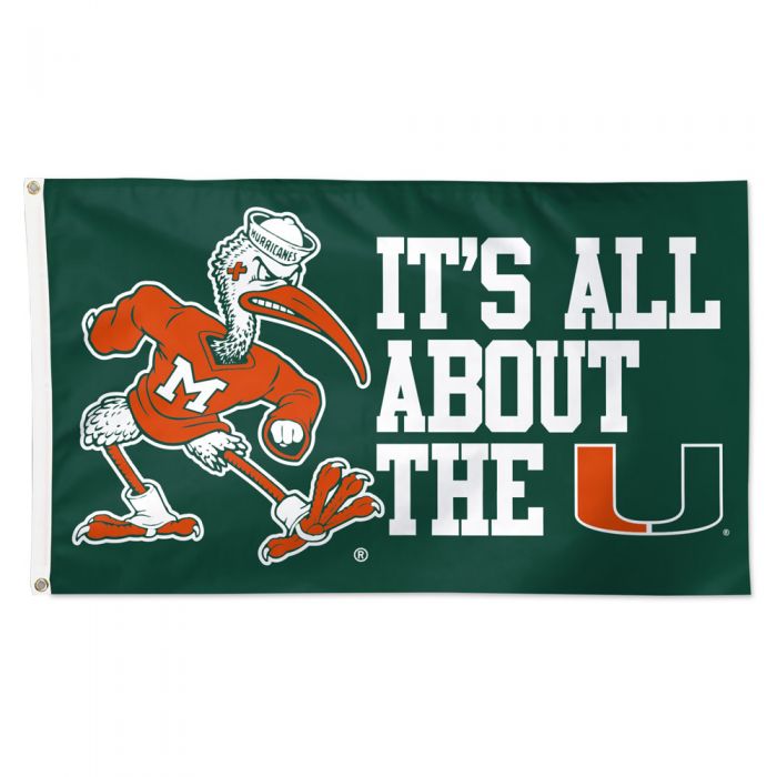Miami Hurricanes Mascot Slogan 3'x5' Deluxe Flag