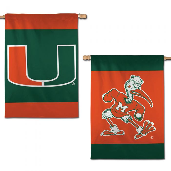 Miami Hurricanes Primary Logos 2-Sided 28" x 40" Vertical Flag