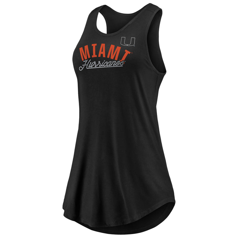 Miami Hurricanes Fanatics Women's Striped Script Tank Top - Black