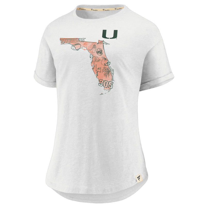 Miami Hurricanes Fanatics Womens Home State T-Shirt - White