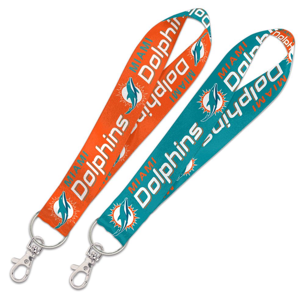 Miami Dolphins Double Sided Lanyard Key Strap - 1"