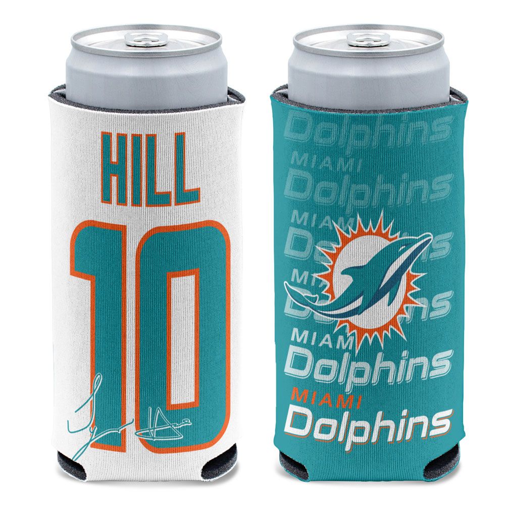 Miami Dolphins Tyreek Hill 2-Sided Slim Can Koozie - 12 Ounce