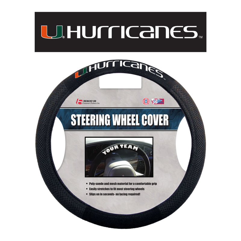 Miami Hurricanes Poly-Suede Steering Wheel Cover