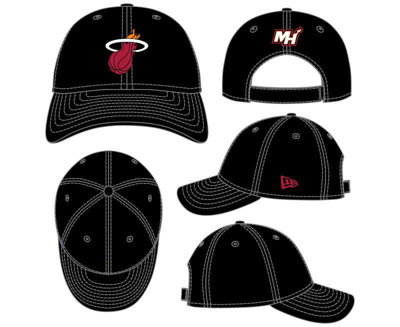 Miami Heat New Era Junior Youth 9Forty Adjustable Hat - Black