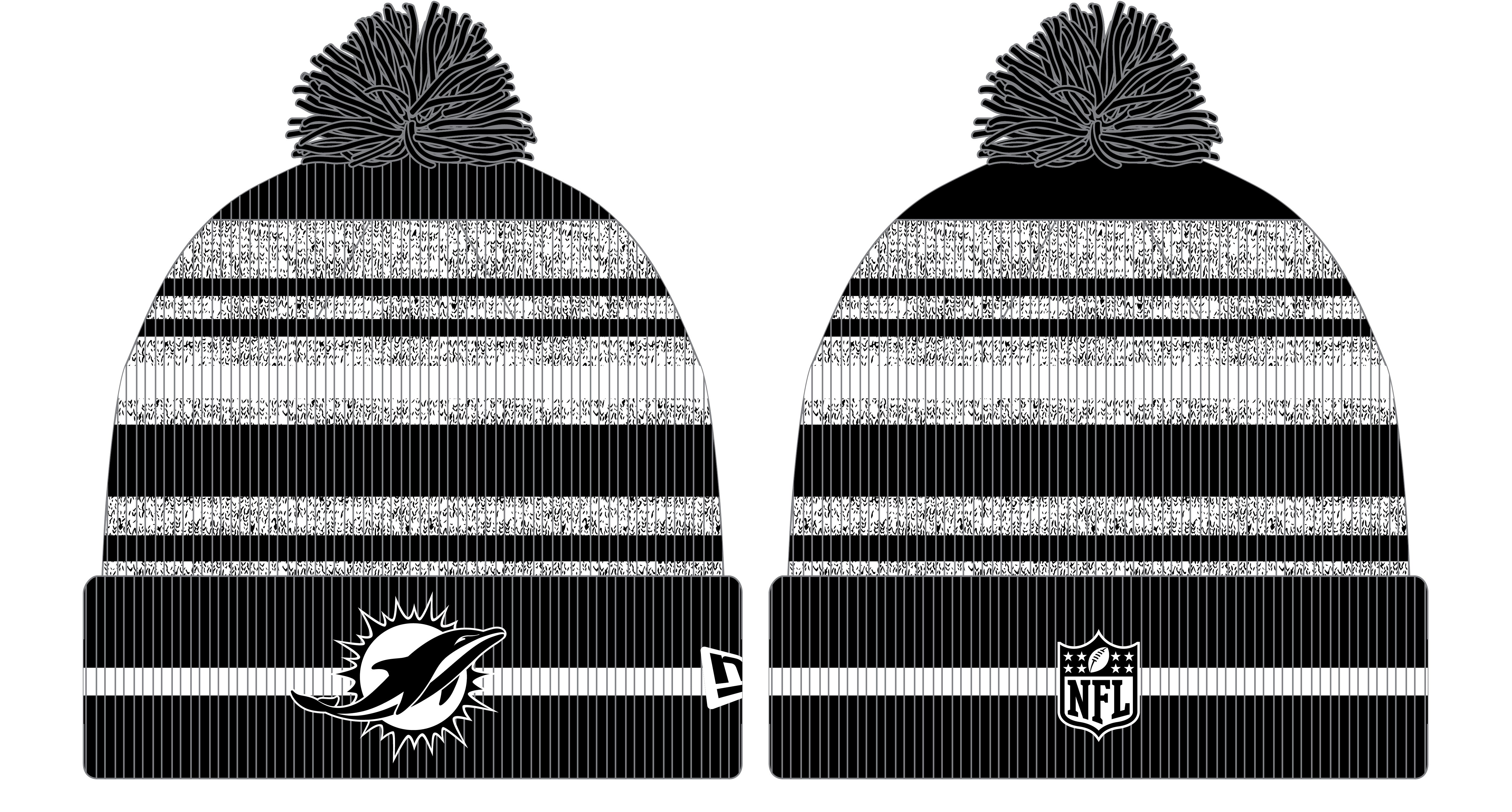 Miami Dolphins New Era 2021 On-Field Knit Pom Cap - Black