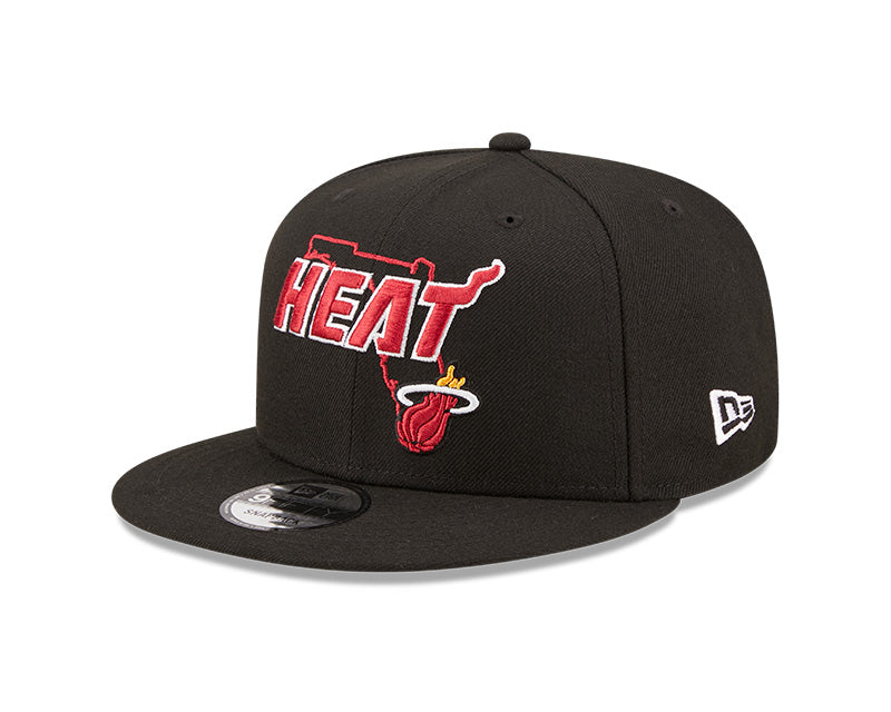 Miami Heat New Era Logo State 9Fifty Snapback Hat - Black