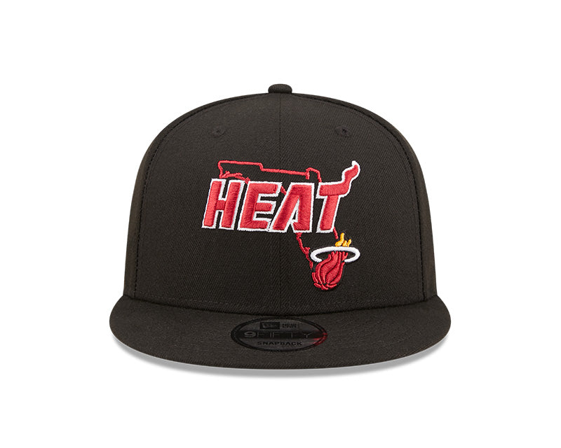 Miami Heat New Era Logo State 9Fifty Snapback Hat - Black