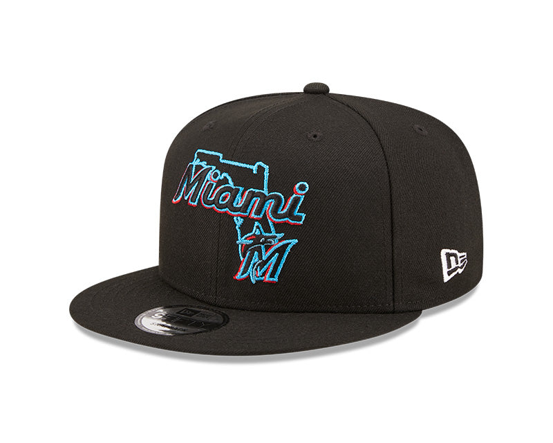 Miami Marlins New Era Logo State 9Fifty Snapback Hat - Black