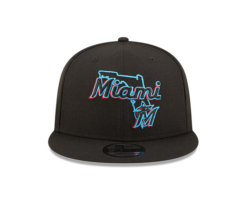 Miami Marlins New Era Logo State 9Fifty Snapback Hat - Black
