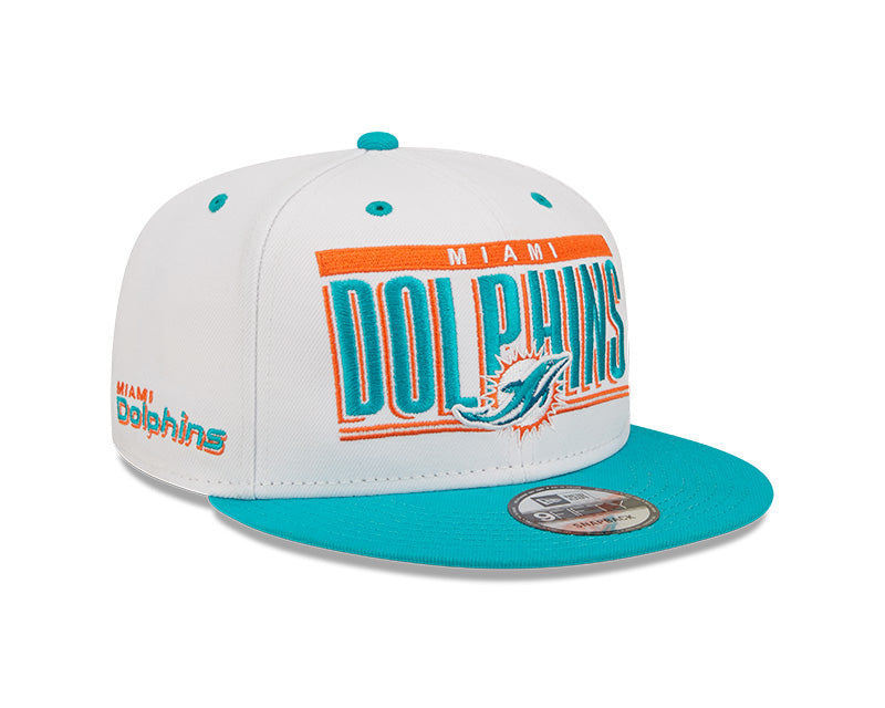 Miami Dolphins New Era 9Fifty Retro Title Adjustable Snapback Hat - White