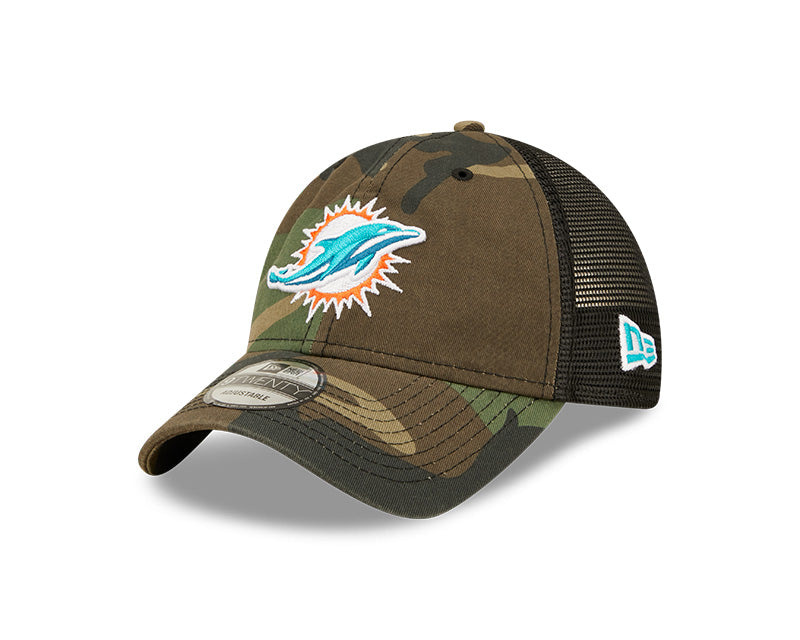 Miami Dolphins New Era Camo Basic 9twenty Adjustable Hat