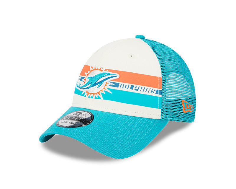 Miami Dolphins New Era Team Stripes 9Forty Adjustable Hat - Aqua