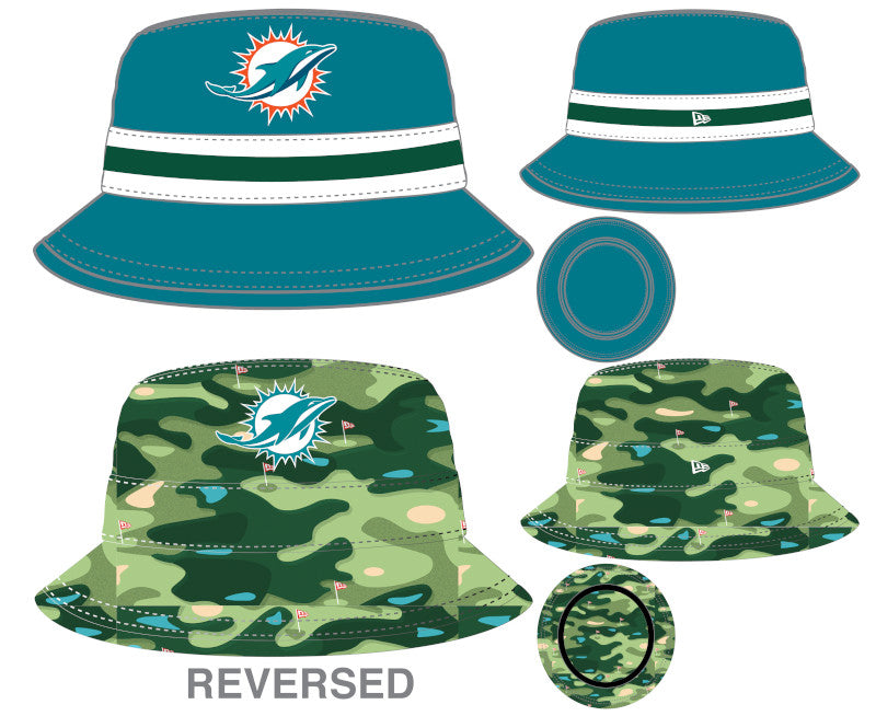 Miami Dolphins New Era Reverse Camo Bucket Hat - Aqua