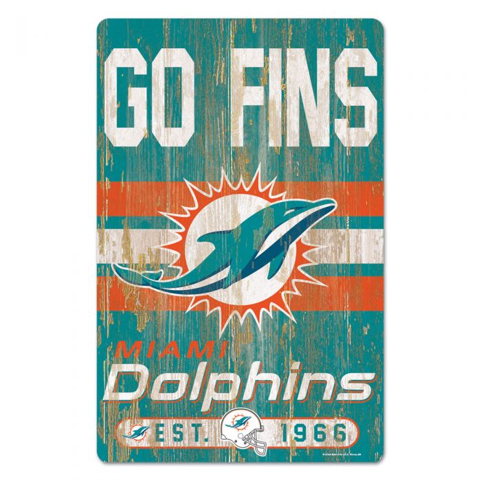 Miami Dolphins Wooden Est. 1966 Sign 11"x17"