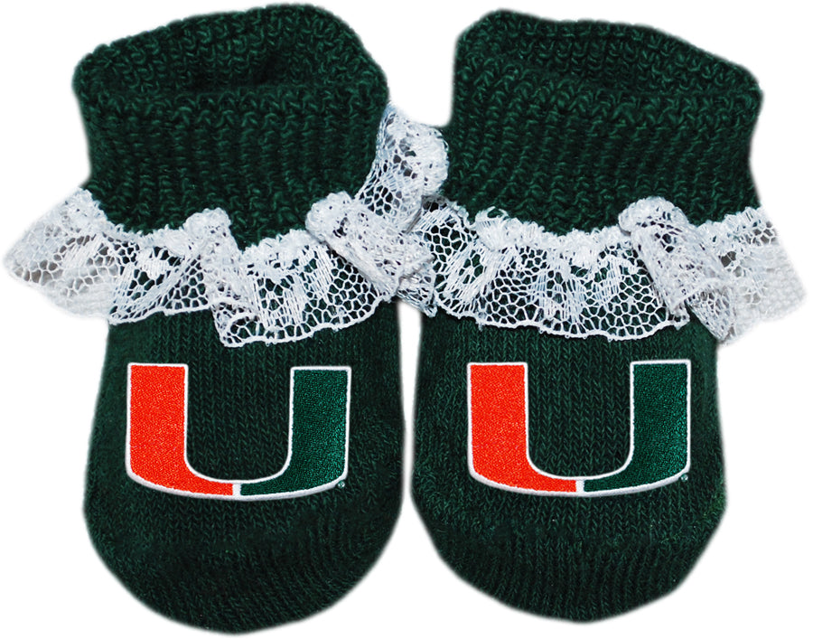 Miami Hurricanes Gift Box Booties w/Laces - 3 Different Colors