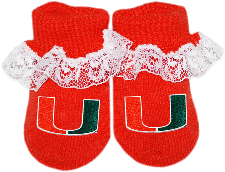 Miami Hurricanes Gift Box Booties w/Laces - 3 Different Colors