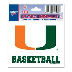 Miami Hurricanes "U Basketball" Ultra Decal 3" x 4" - CanesWear at Miami FanWear Decals & Stickers WinCraft CanesWear at Miami FanWear