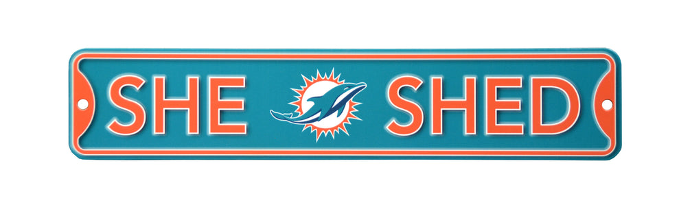 Miami Dolphins "She Shed" Authentic Street Sign - 3 1/2" x 16"