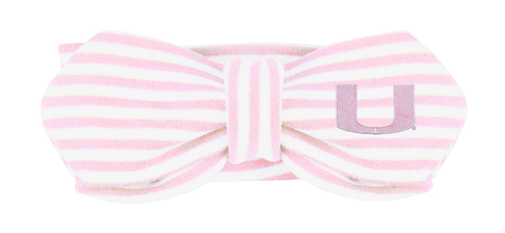 Miami Hurricanes Baby Striped Hair Knot Headband - Pink