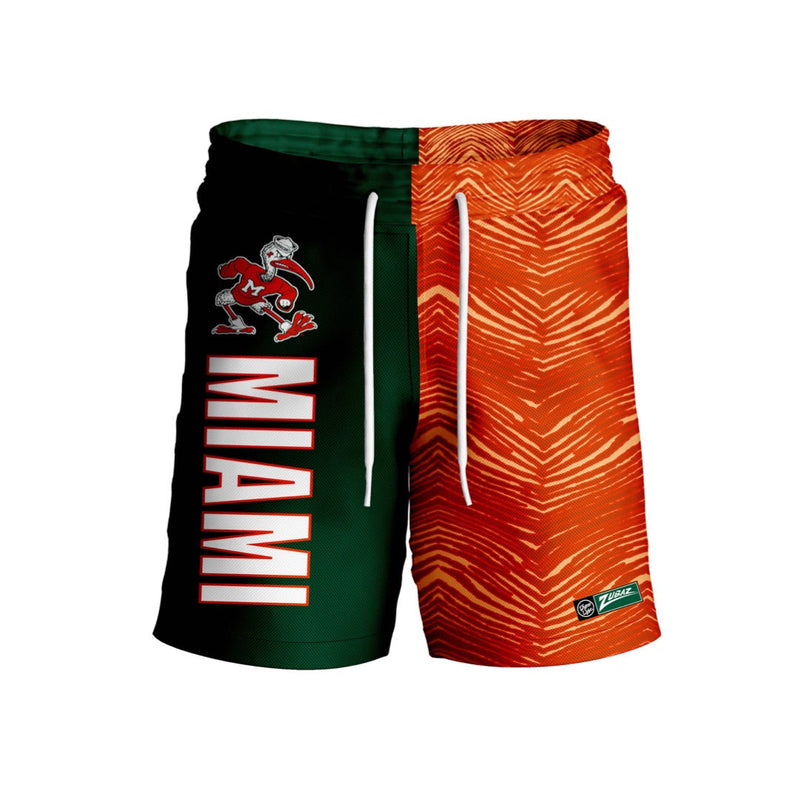 Miami Hurricanes Dyme Lyfe Half Zubaz Half Dyme Shorts - Orange/Green